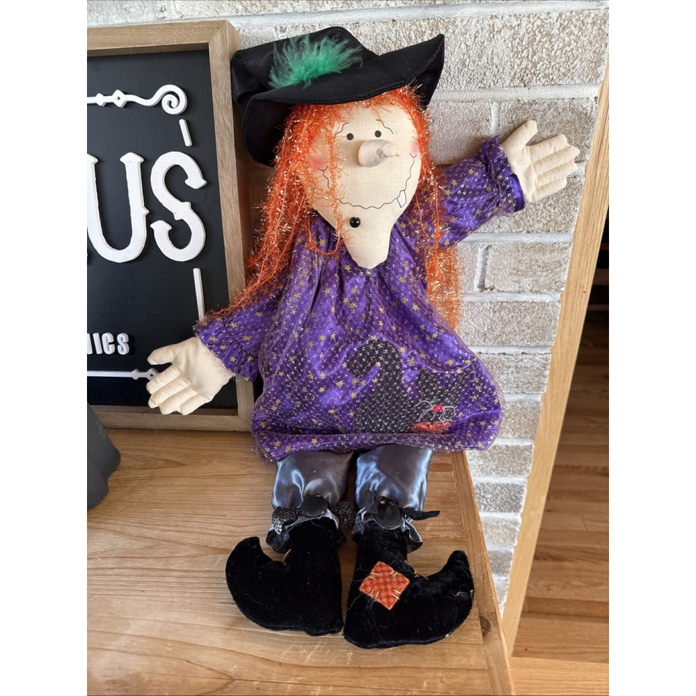 Vintage Handmade Witch Doll Halloween Decor Trick or Treat That Can Sit Up